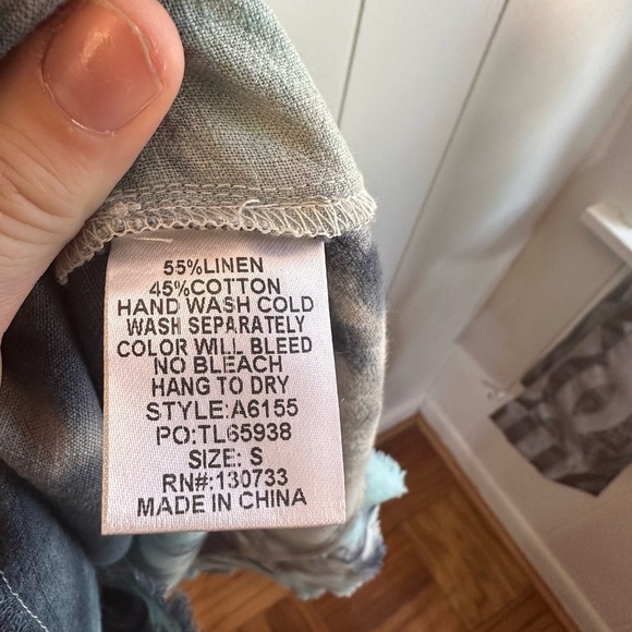 Umgee Women’s Small Blue Tie-dye Linen Blend Midi Dress - Picture 9 of 9